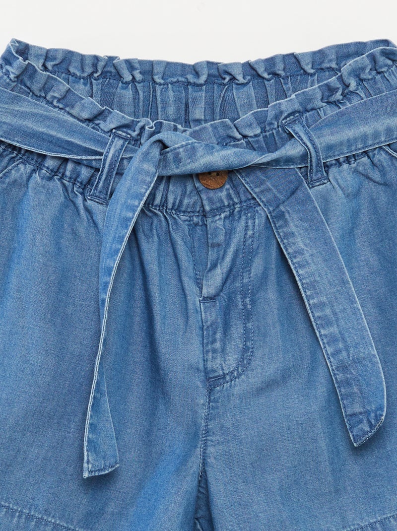 Short paperbag avec ceinture BLEU - Kiabi