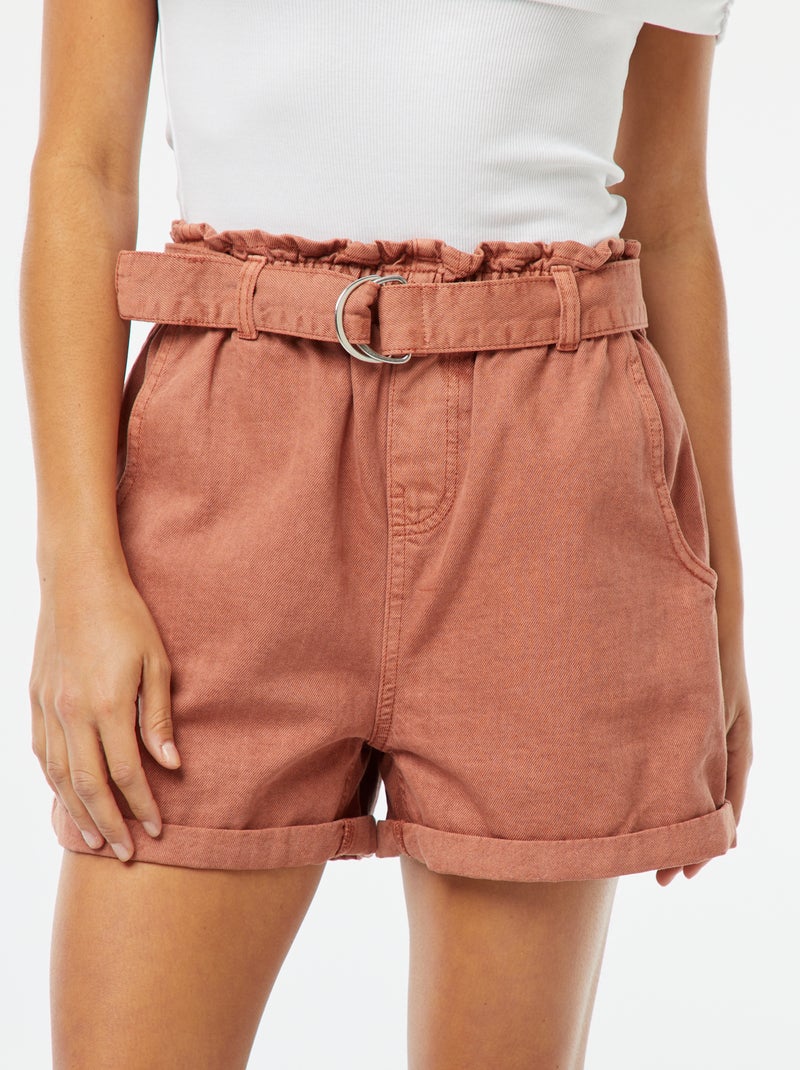 Short Paperbag avec ceinture Marron - Kiabi