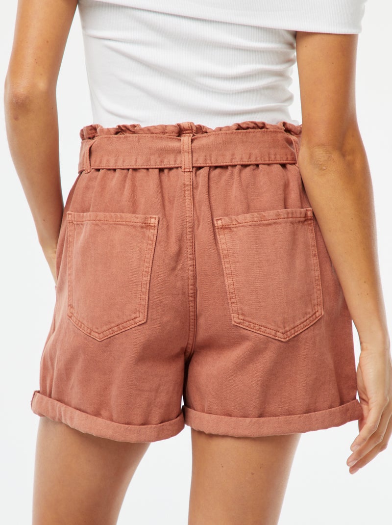 Short Paperbag avec ceinture Marron - Kiabi