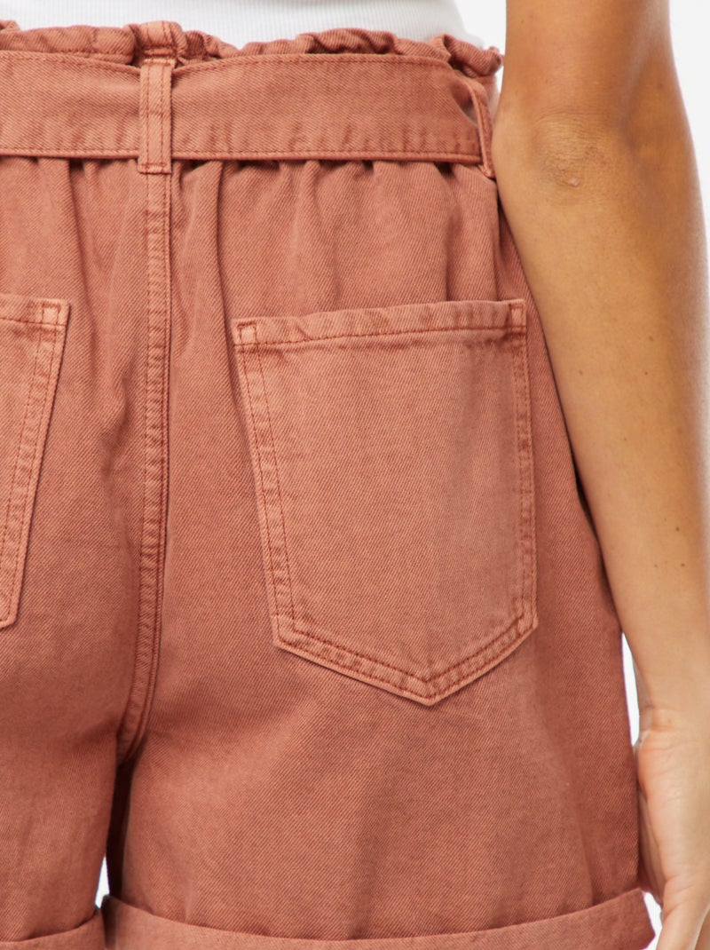 Short Paperbag avec ceinture Marron - Kiabi
