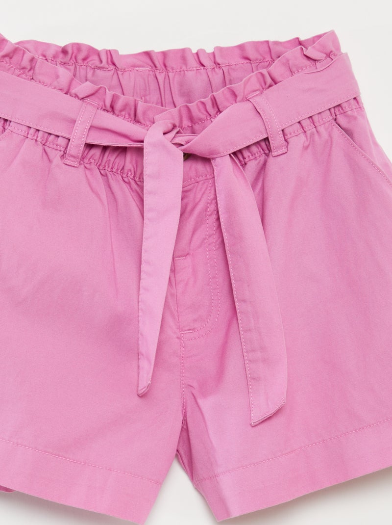 Short paperbag avec ceinture Rose - Kiabi