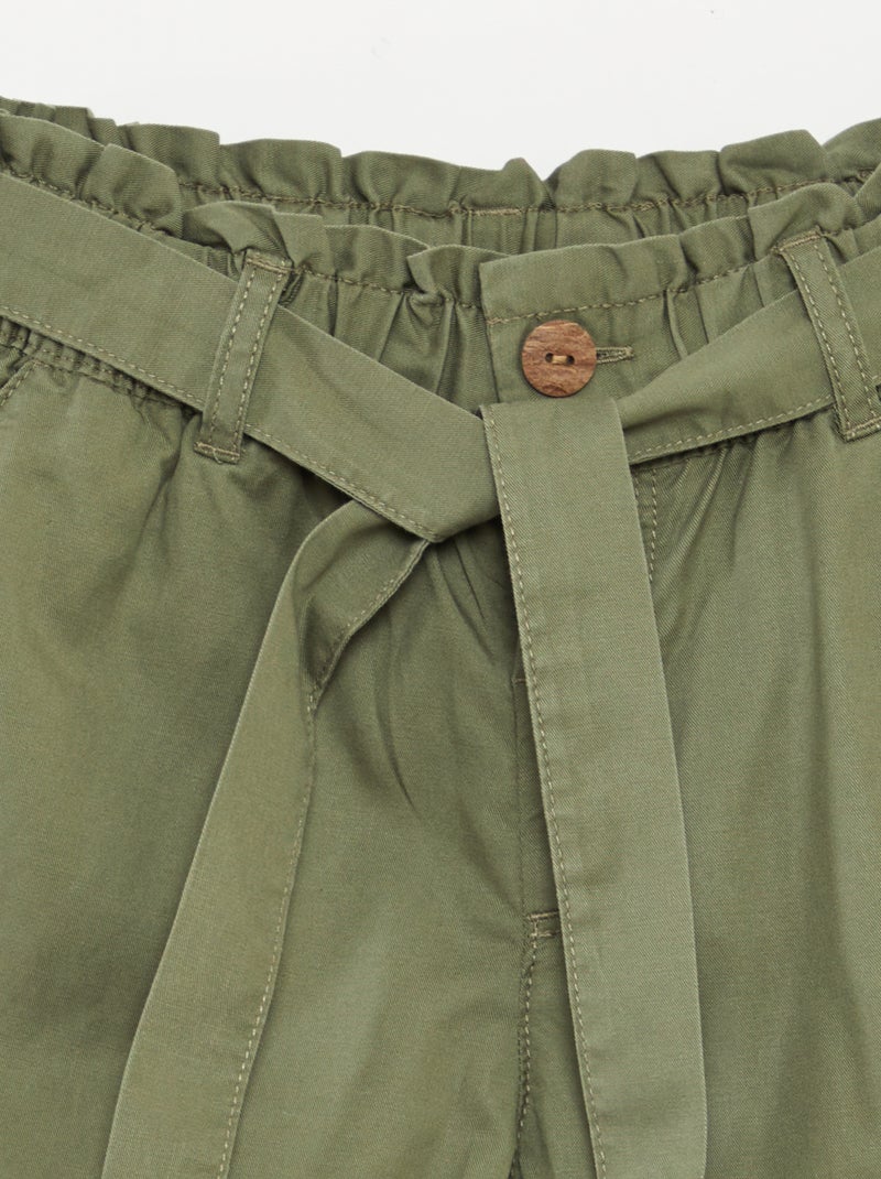 Short paperbag avec ceinture VERT - Kiabi