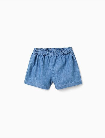 Short paperbag en jean avec nœud décoratif