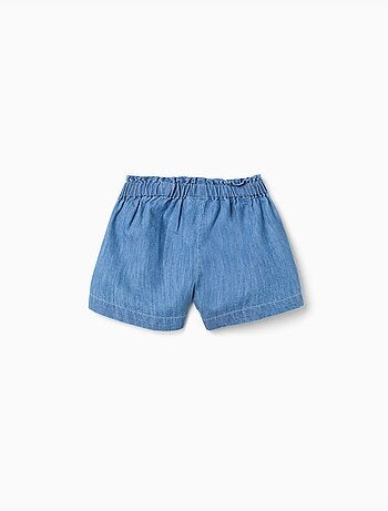Short paperbag en jean avec nœud décoratif