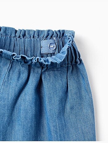 Short paperbag en jean avec nœud décoratif