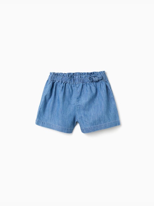 Short paperbag en jean avec nœud décoratif - Kiabi