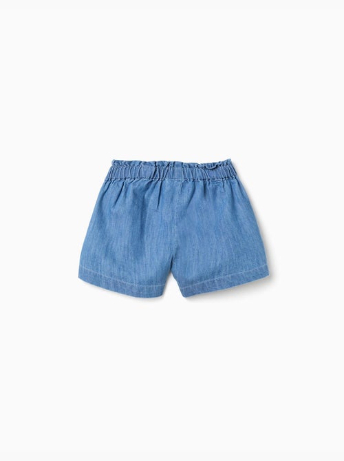 Short paperbag en jean avec nœud décoratif - Kiabi