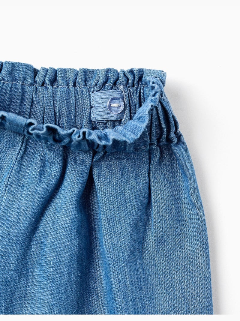 Short paperbag en jean avec nœud décoratif Bleu clair - Kiabi