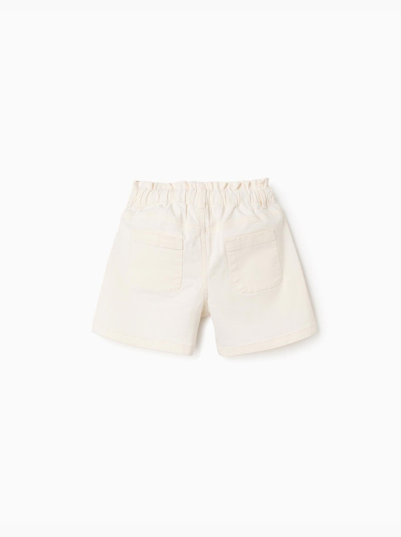 Short paperbag en sergé avec clous décoratifs Blanc - Kiabi