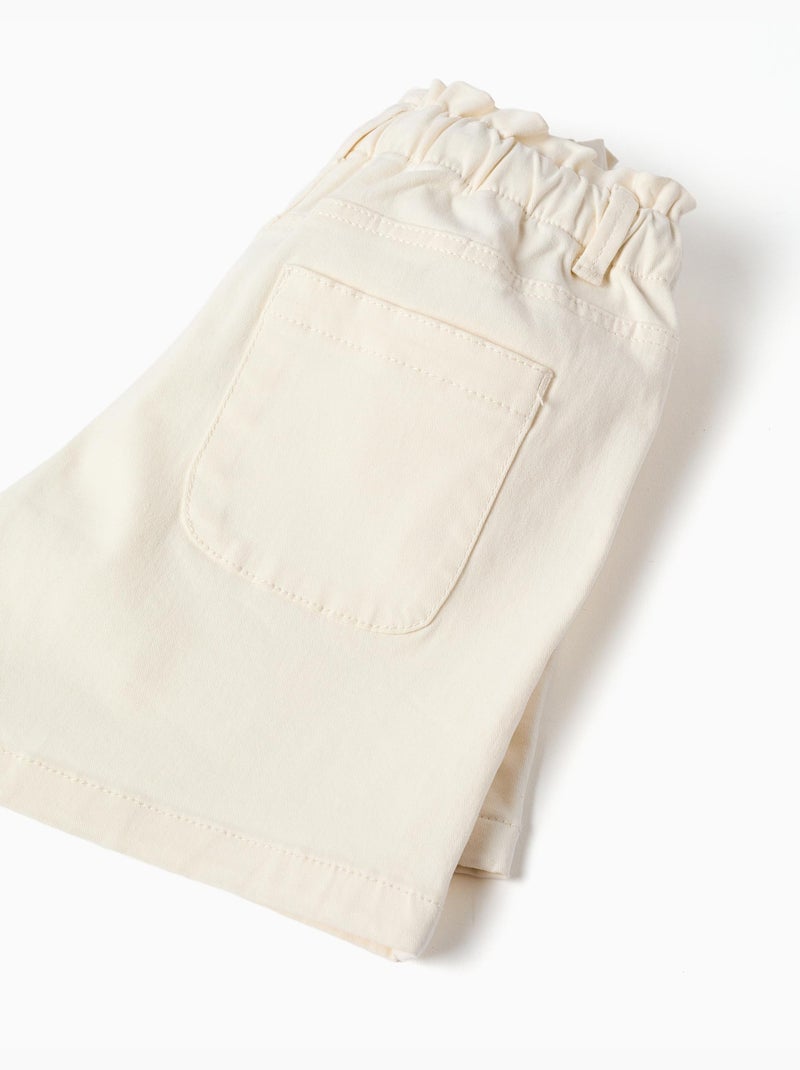 Short paperbag en sergé avec clous décoratifs Blanc - Kiabi