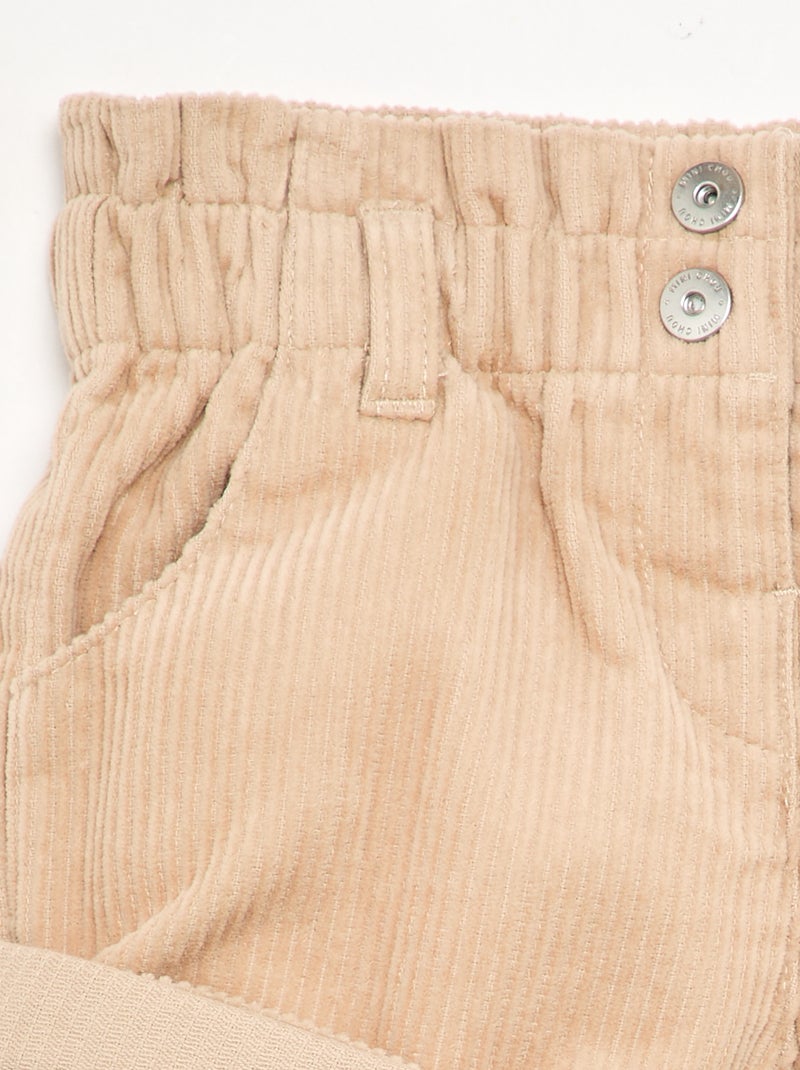 Short paperbag en velours côtelé Beige - Kiabi
