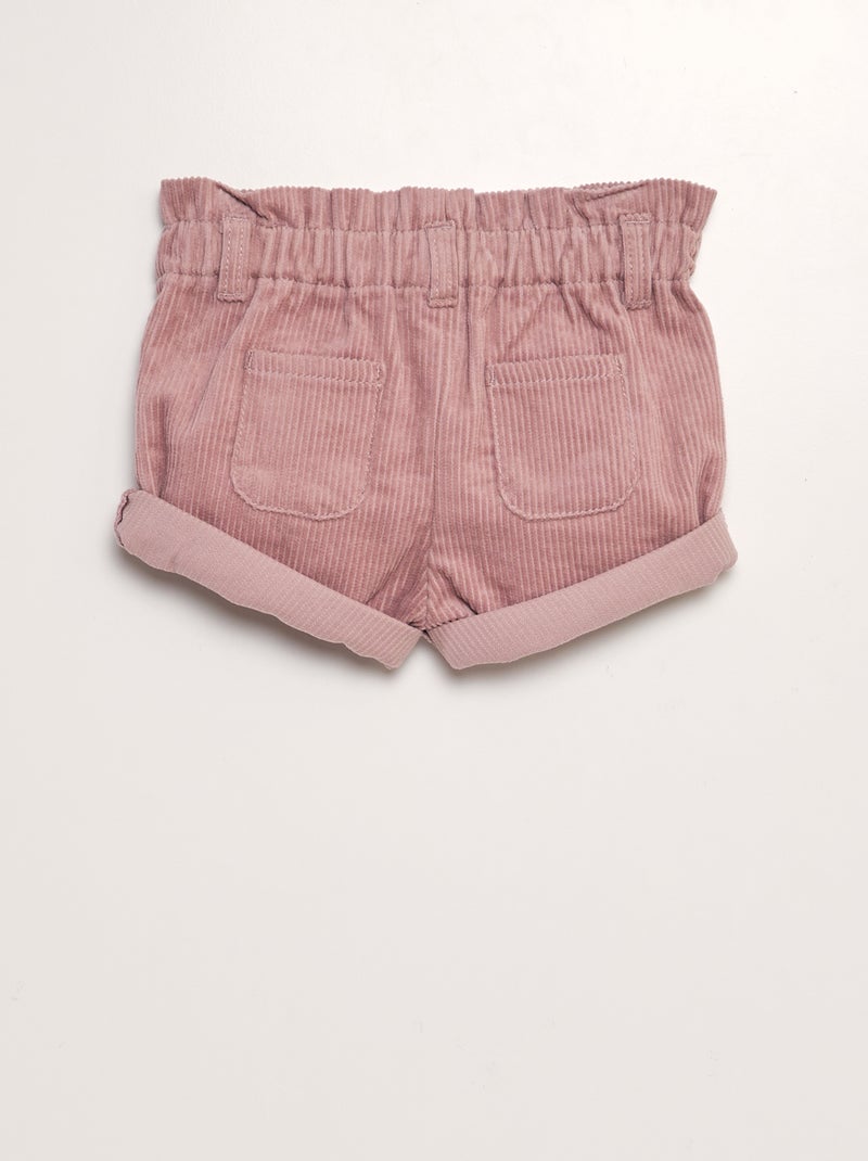 Short paperbag en velours côtelé vieux rose - Kiabi