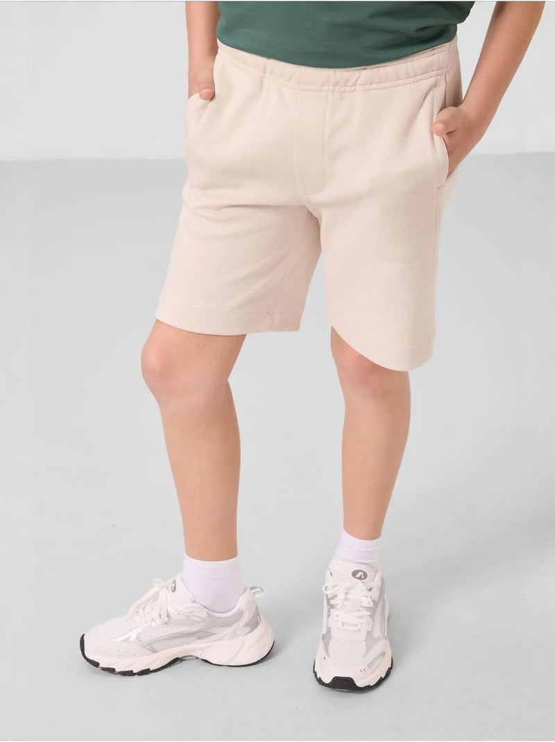 Short pour jeune coupe régulière taille mi-haute tommy Sable - Kiabi