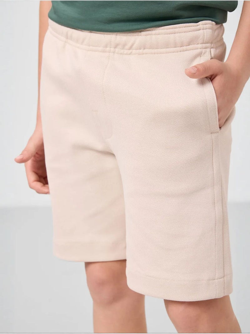 Short pour jeune coupe régulière taille mi-haute tommy Sable - Kiabi