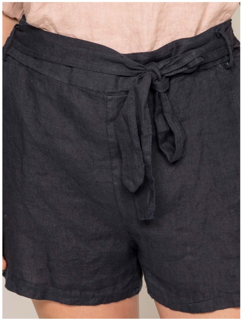 Short pur lin XIN Bleu marine - Kiabi
