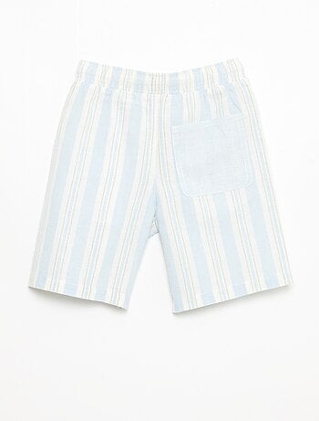 Short rayé à taille élastiquée en lin et coton