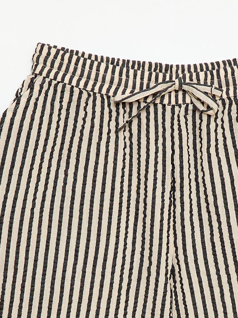 Short rayé avec cordons de serrage Beige - Kiabi