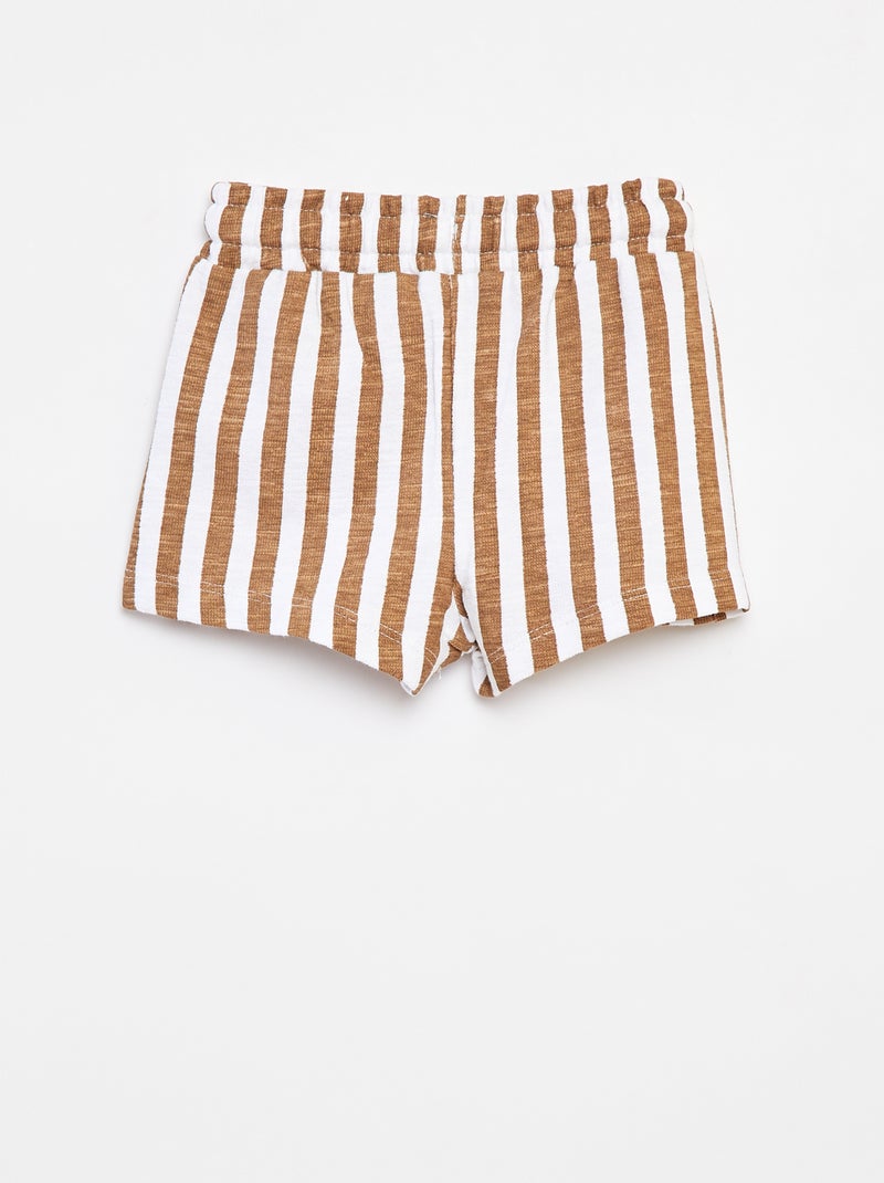 Short rayé en baby french terry Blanc - Kiabi