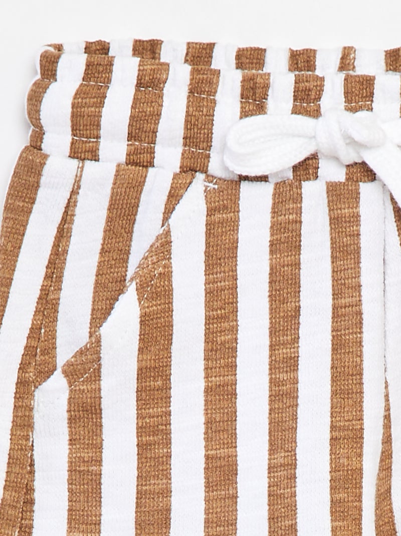Short rayé en baby french terry Blanc - Kiabi