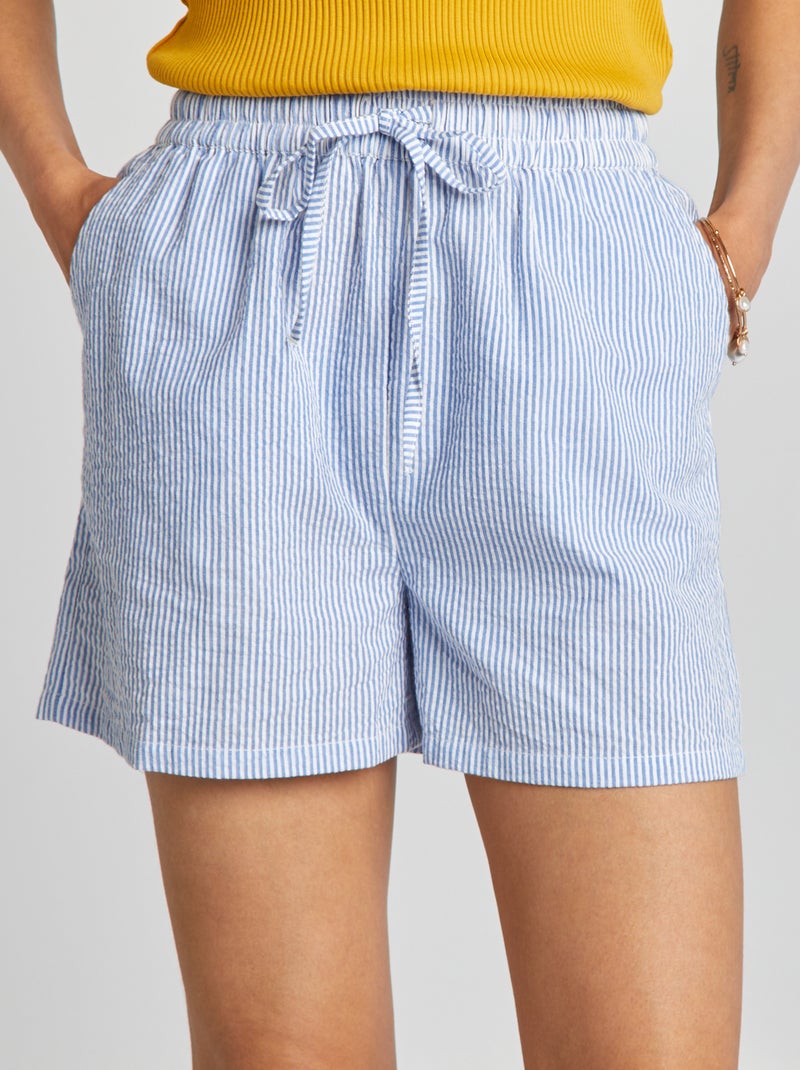 Short rayé en coton Bleu - Kiabi