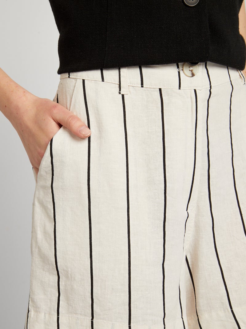 Short rayé en lin mélangé Beige - Kiabi