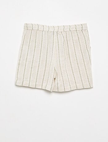 Short rayé en lin mélangé