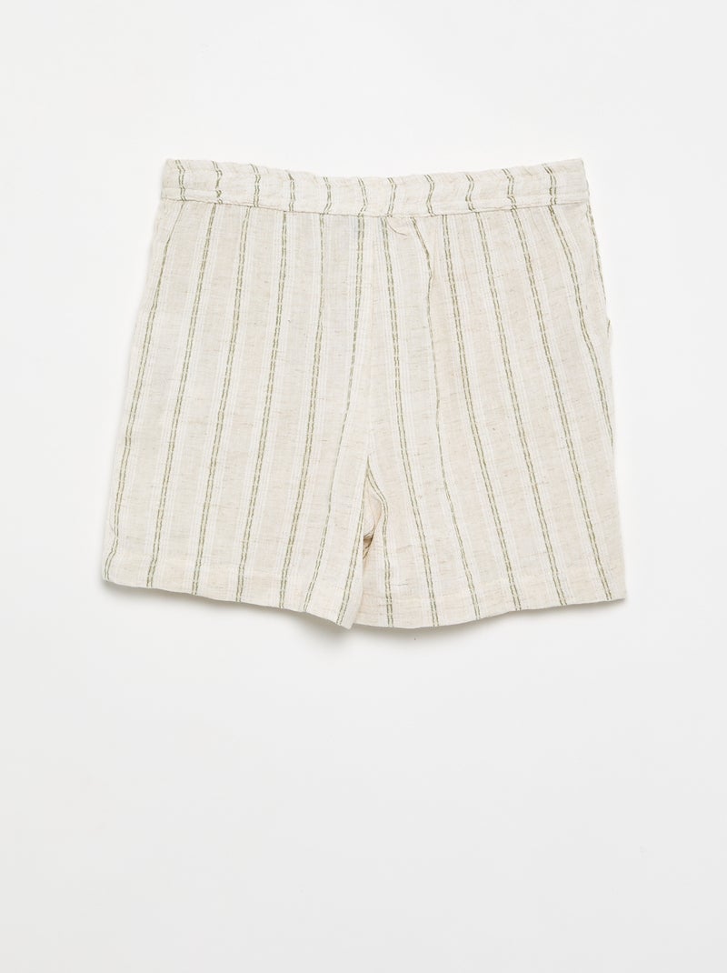 Short rayé en lin mélangé Beige - Kiabi
