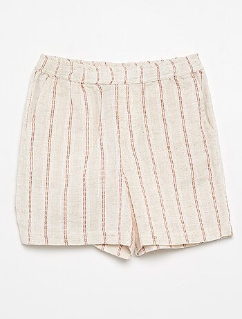 Short rayé en lin mélangé