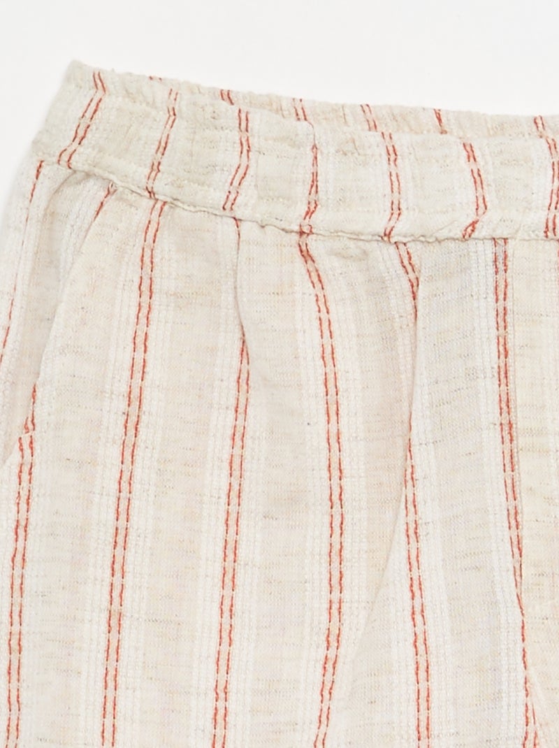 Short rayé en lin mélangé Beige - Kiabi