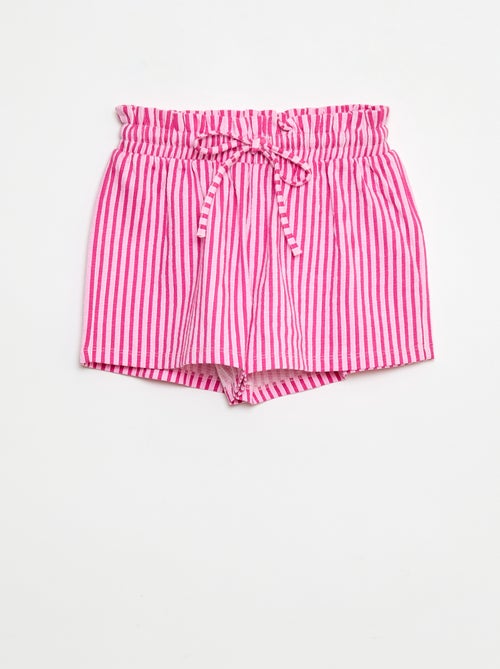 Short rayé en maille crêpe - Kiabi