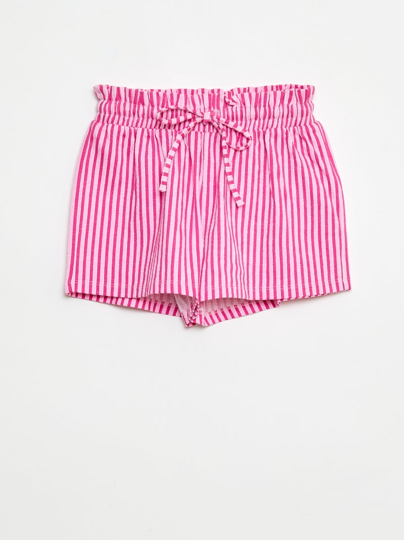 Short rayé en maille crêpe Rose - Kiabi