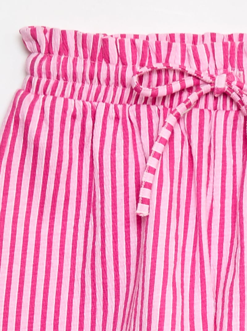 Short rayé en maille crêpe - Rose - Fille - 6.00