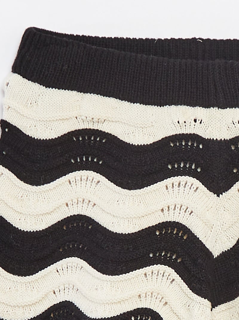 Short rayé en maille crochet avec doublure Noir - Kiabi