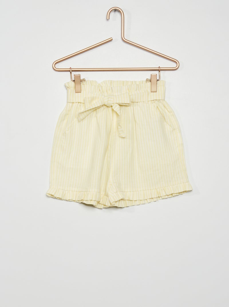 Short rayé en maille légère jaune - Kiabi