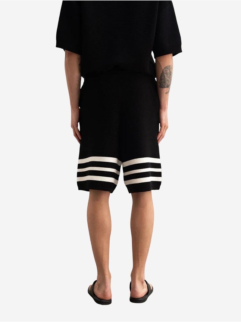 Short rayé en maille pour homme avec taille à cordon giesto Noir - Kiabi