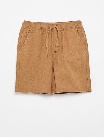 Short rayé léger en lin mélangé
