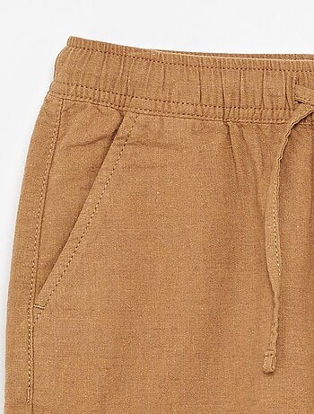 Short rayé léger en lin mélangé