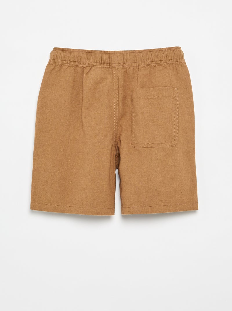 Short rayé léger en lin mélangé Beige - Kiabi