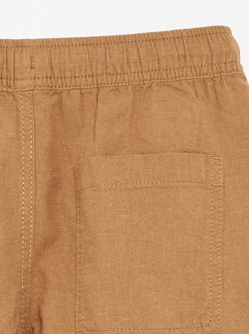 Short rayé léger en lin mélangé Beige - Kiabi