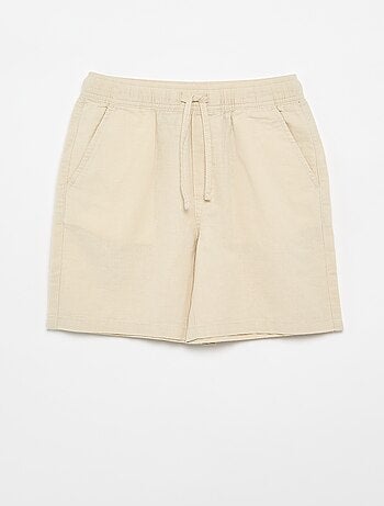 Short rayé léger en lin mélangé