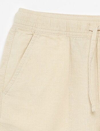 Short rayé léger en lin mélangé