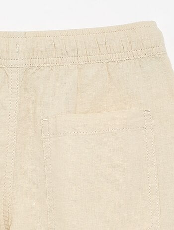 Short rayé léger en lin mélangé