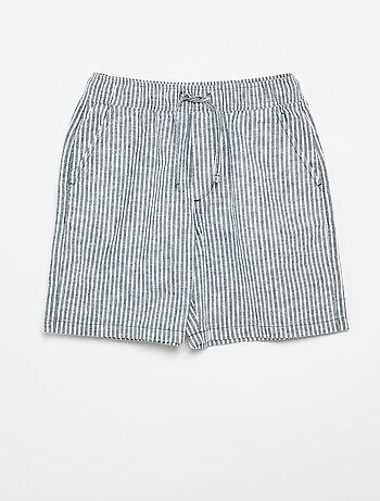 Short rayé léger en lin mélangé