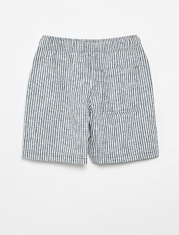 Short rayé léger en lin mélangé