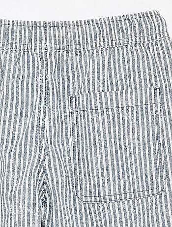 Short rayé léger en lin mélangé