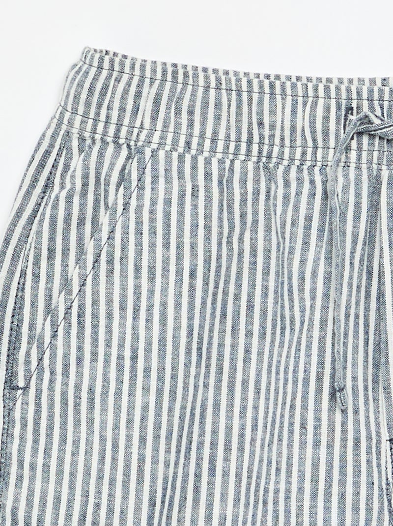 Short rayé léger en lin mélangé Bleu - Kiabi