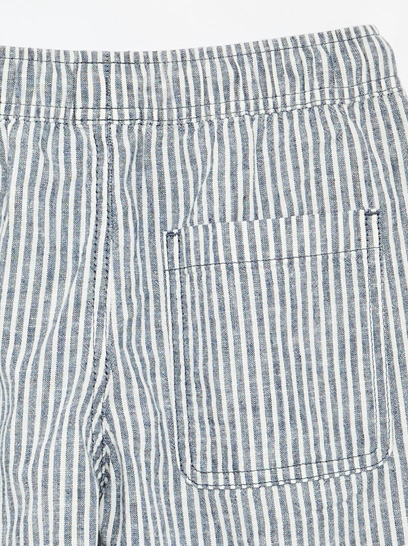 Short rayé léger en lin mélangé Bleu - Kiabi