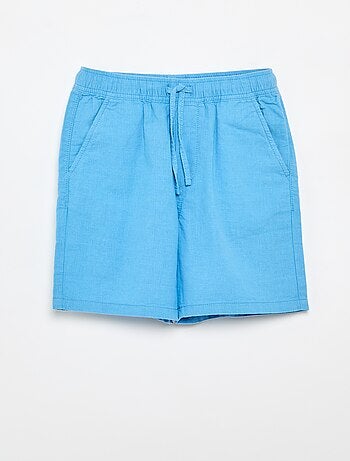 Short rayé léger en lin mélangé