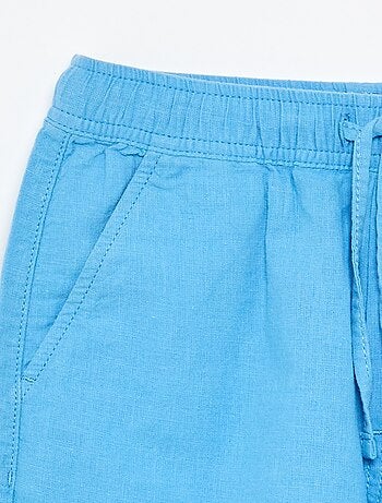 Short rayé léger en lin mélangé