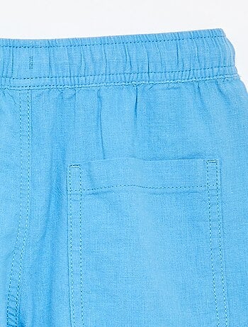 Short rayé léger en lin mélangé